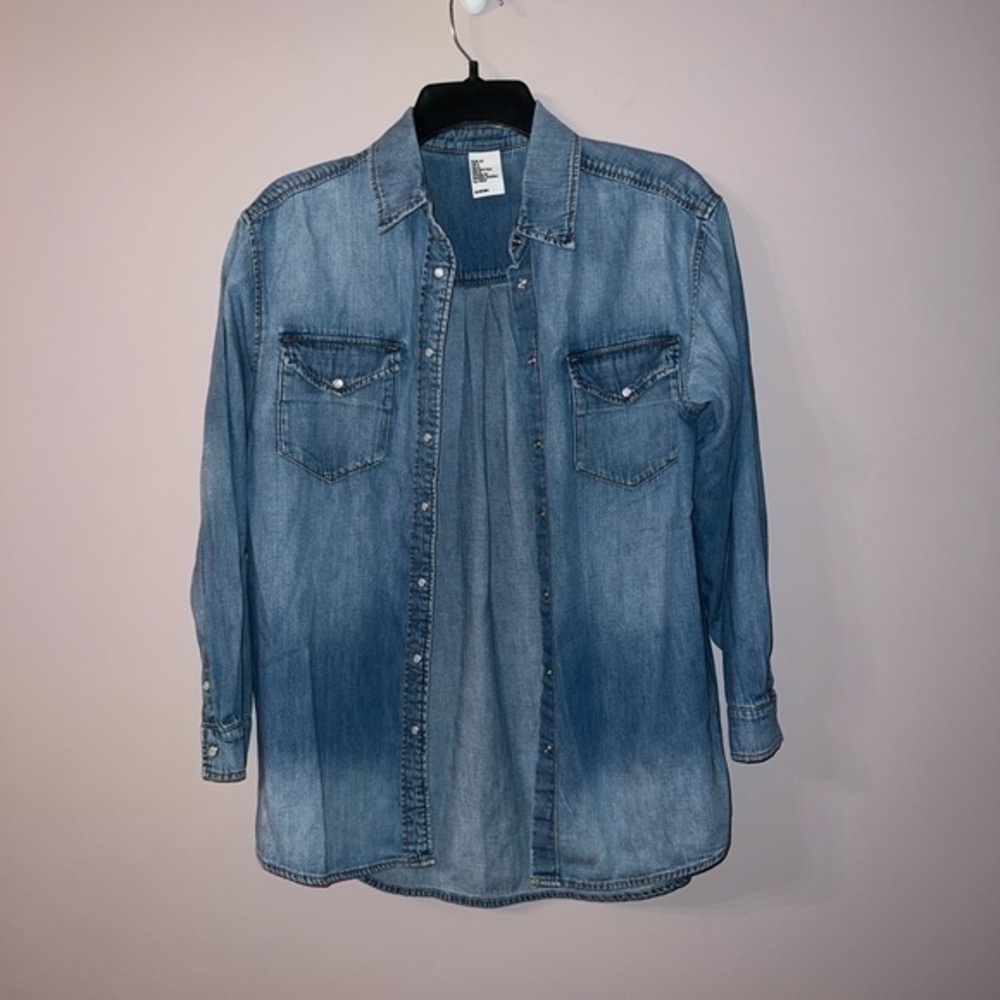 Blue denim button up long sleeve H&M US 2